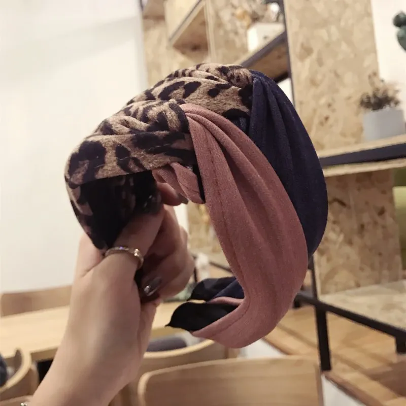 Ретро леопардовая завязанная повязка на волосы голову тюрбан для женщин леди