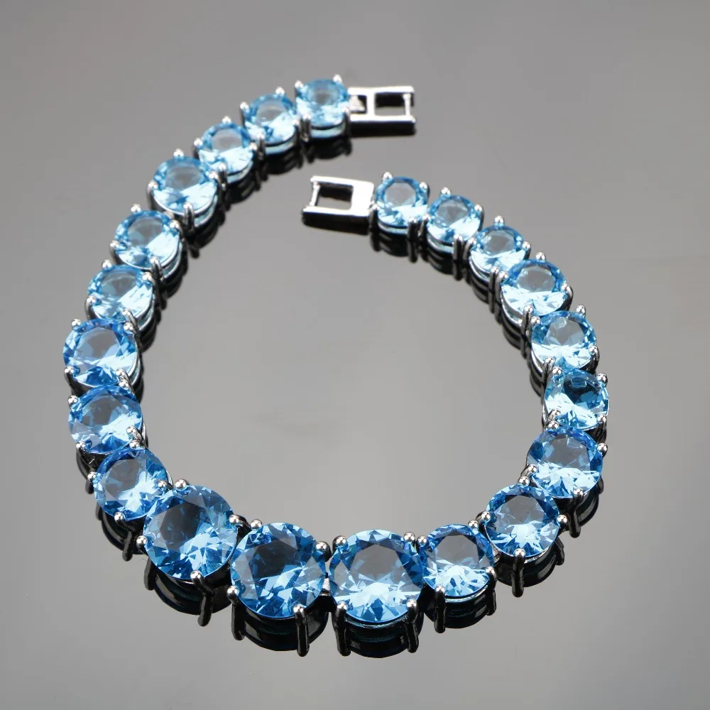 SexeMara Подвески небесно-голубые камни CZ браслеты для женщин серебро 925 ювелирные