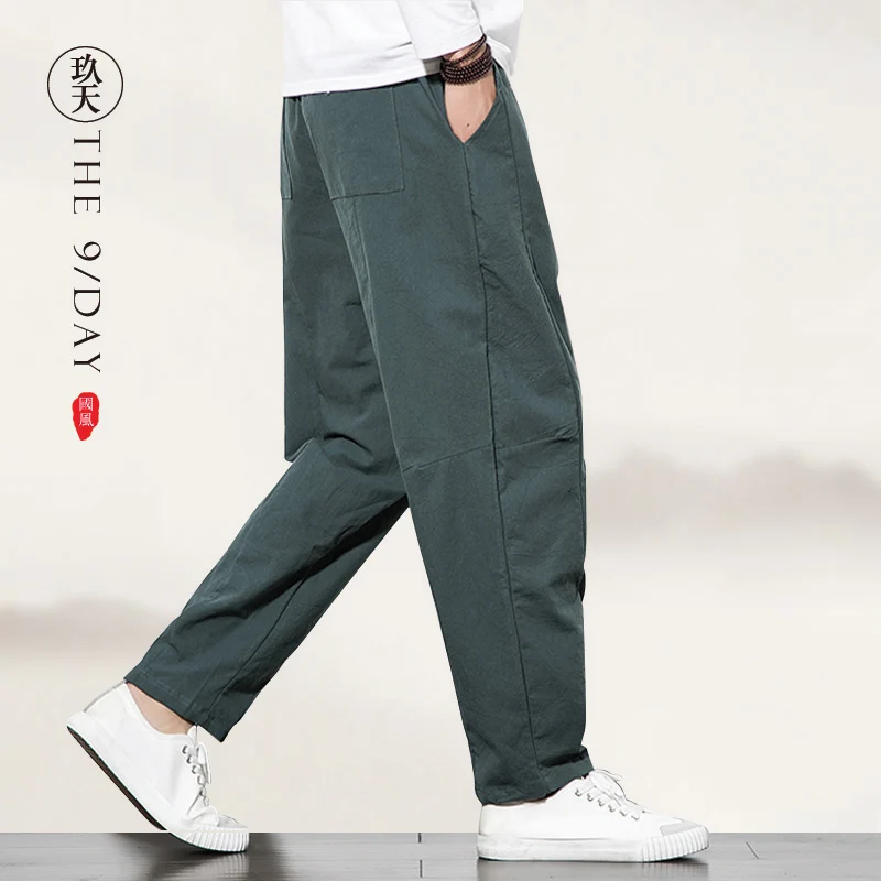 

★wind spring, summer, linen slacks, men in yards wide leg trousers of straight big lantern haroun pants turnip pants