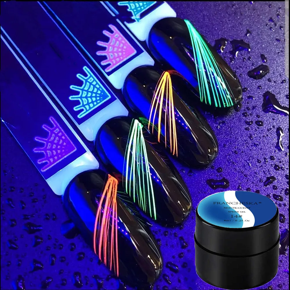 

8ml Luminous Spider Gel Glow In The Dark Strong Wire Drawing UV Gel Polish Lacquer Nail Polish DIY Black Primer Paint Varnish