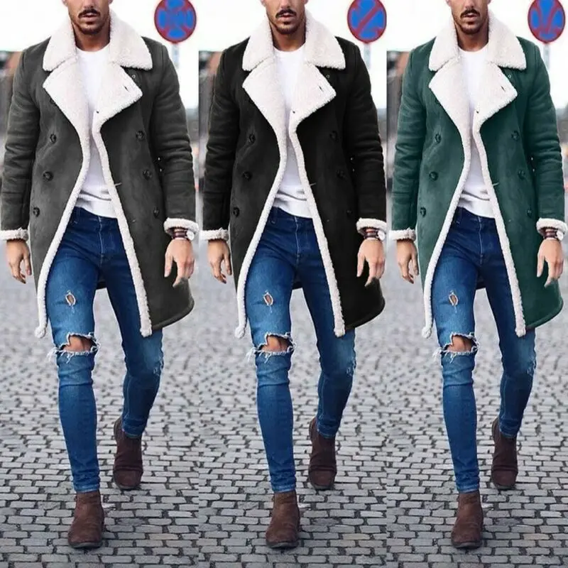 

Men's Wool Jacket Warm Winter Trench Long Outwear Button Overcoat Fashion Coat