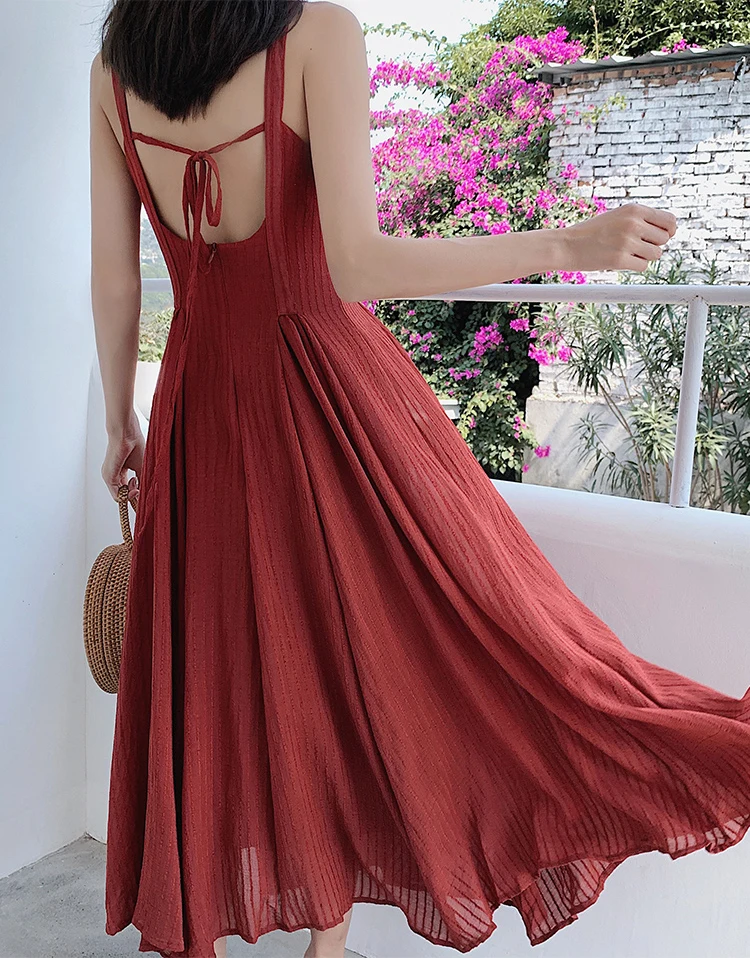 Женское праздничное летнее платье однотонное вечернее без рукавов пляжное миди