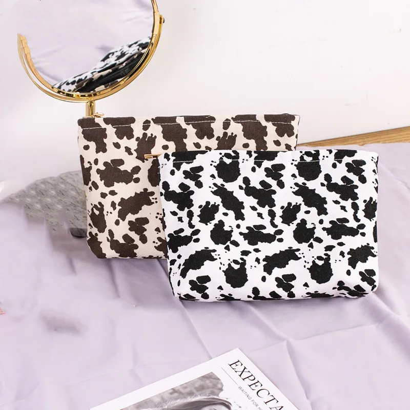 

New Canvas Milk Pattern Ladies Clutch Large-capacity Travel and Leisure Toilet Bag Portable Canvas Cosmetic Bag