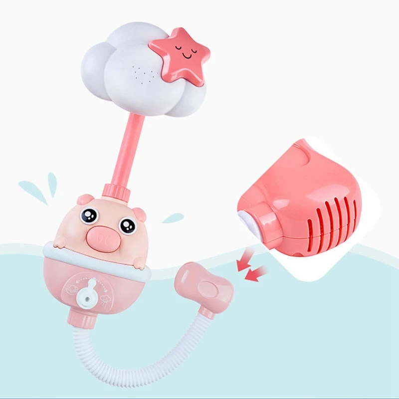 

Baby Bath Toys Flower Shower Head Bathtub Bathing Water Game Watering Pink