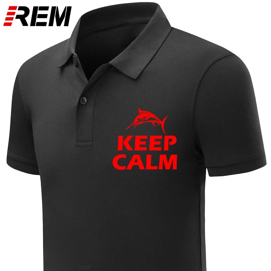 mens polos shirt New Fishinger Shirt Men Summer Keep Calm And Go Fish shirts Cotton Short Sleeve Funny Gift polo-shirts | Мужская одежда