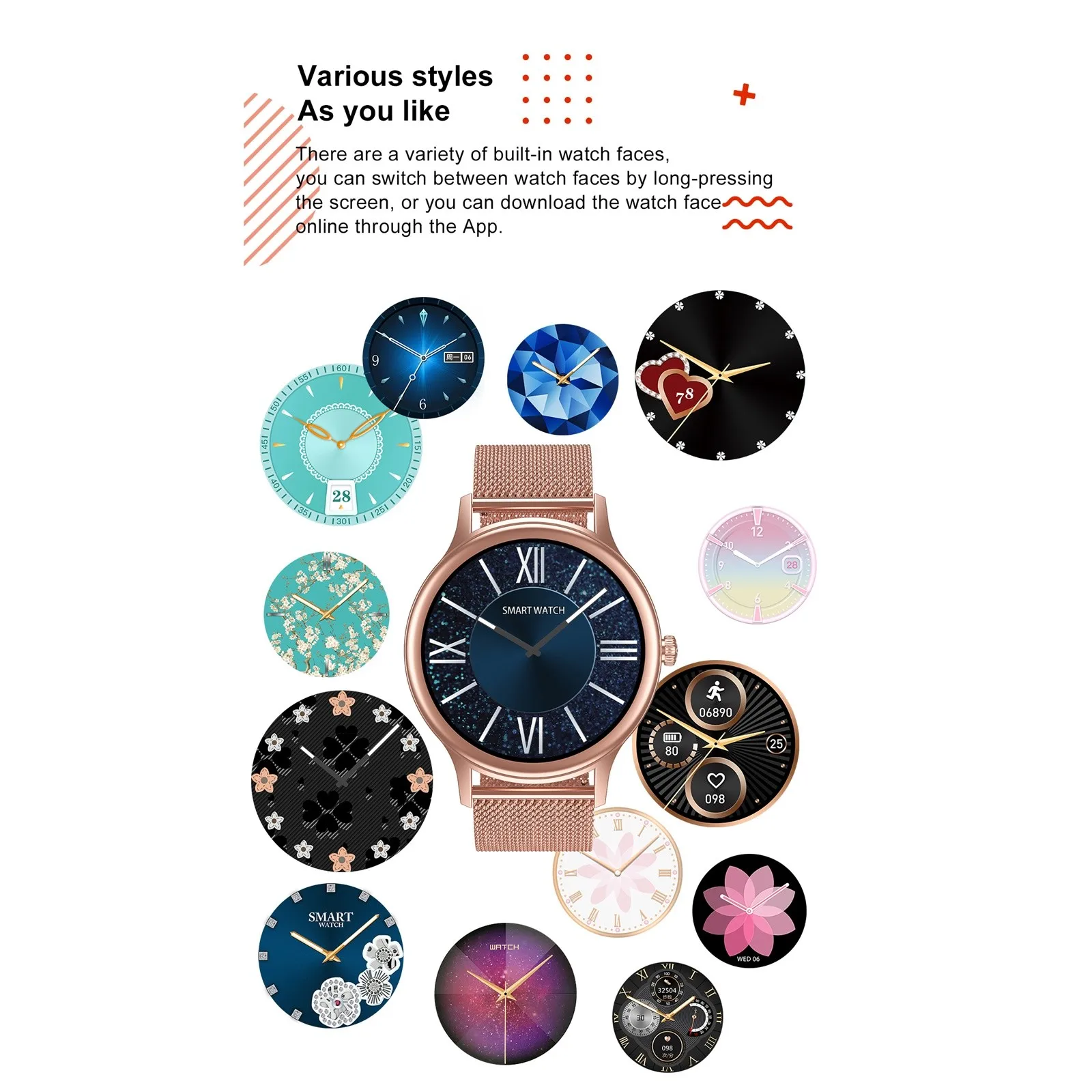 

Multifunctional Smart Watch For Women With Blood Oxygen Meter Blood Pressure Monitor Fashion Watches Alarm Clock Relogio Feminio