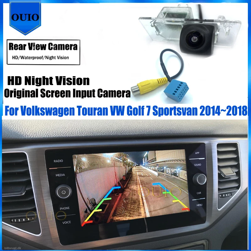 

Для Volkswagen Touran VW Golf 7 Sportsvan 2014 2015 2016 2017, оригинальный вход для экрана, зеркальная камера заднего вида