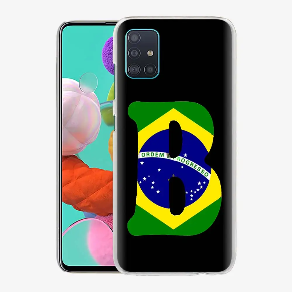 

Phone Case For Samsung Galaxy M31 Case Hard PC Cover For Samsung M31s M51 A50 A51 A71 Shell Funda Letter B Brazil Flag National