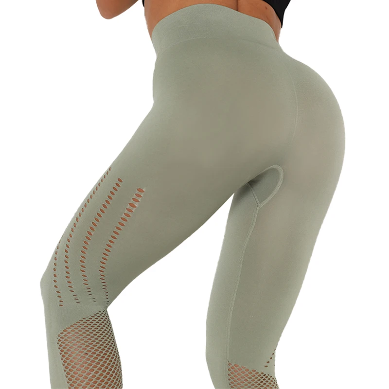 

CHRLEISURE Women High Waist Yoga Pants Mesh Seamless Sports Pants Breathable Stretchy Gym Leggings Work Out Running Pants