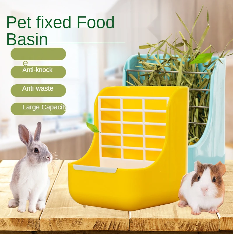 

Hamster Climbs Rabbit Food Bowl Rabbit Grass Rack Box Small Pet Straw Rack Dual Use Two In One Hamster Bowl