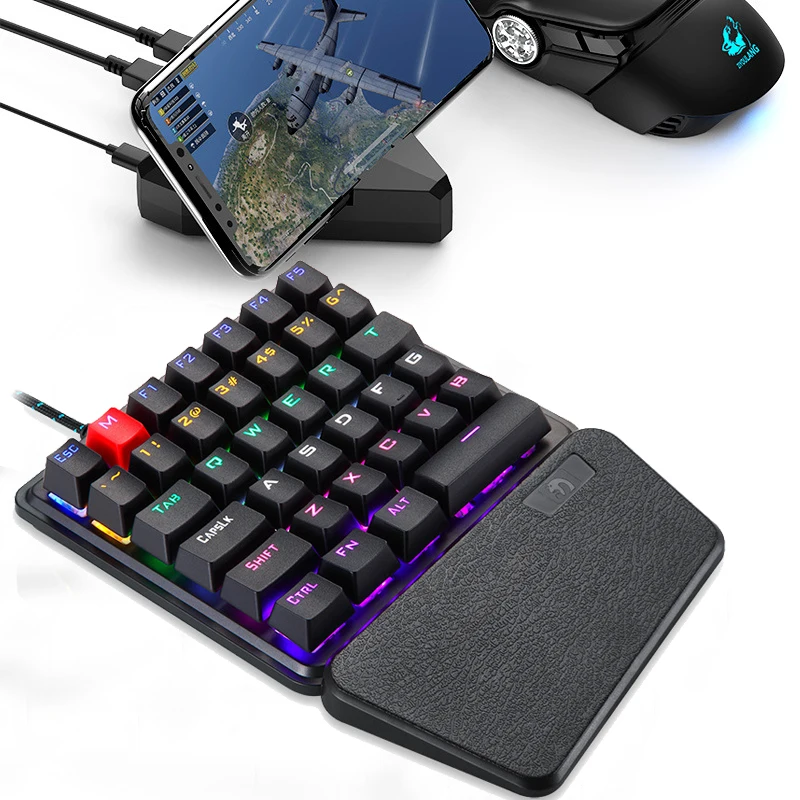 one handed mechanical gaming keyboard left handed keypad for mobile phone pubg gamer free global shipping