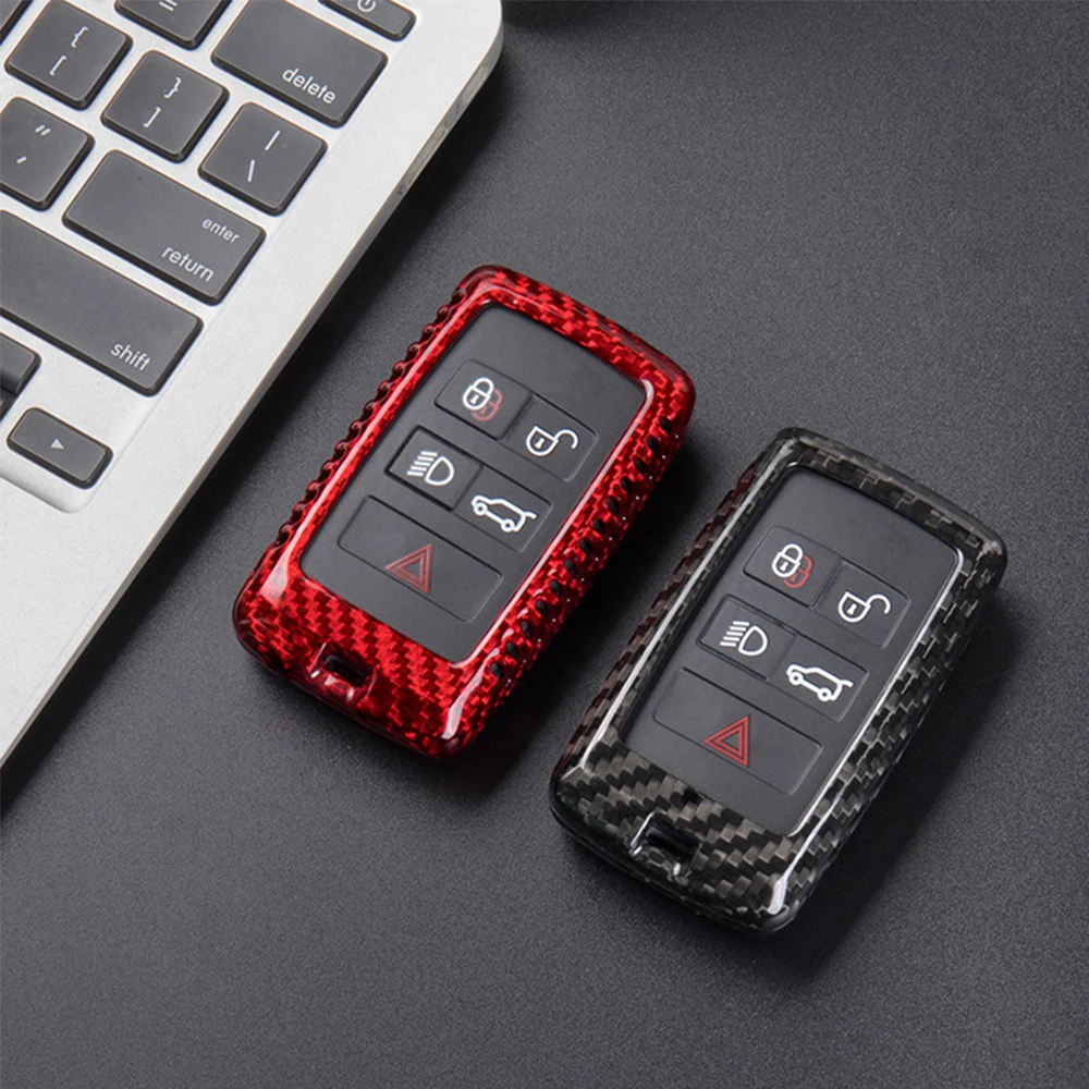 

Real Carbon Fiber Car Key Case Cover Key Shell For Land Rover Range Rover Discovery Freelander 2 2018 Protective