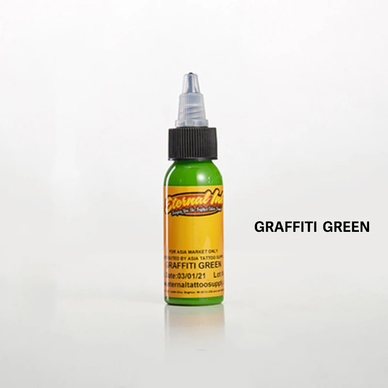 graffiti green Перманентные чернила для татуажа, набор пигмента, tinta tattoo tintas para tatuajes, пигменты, динамические чернила, goochie tintas, тату, Вечные чернила - Цвет: graffiti green