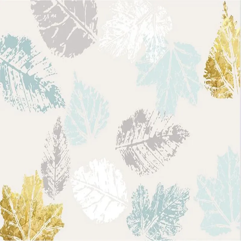 

Custom large 3D wallpaper mural Nordic creative golden leaves small fresh bedroom background wall
