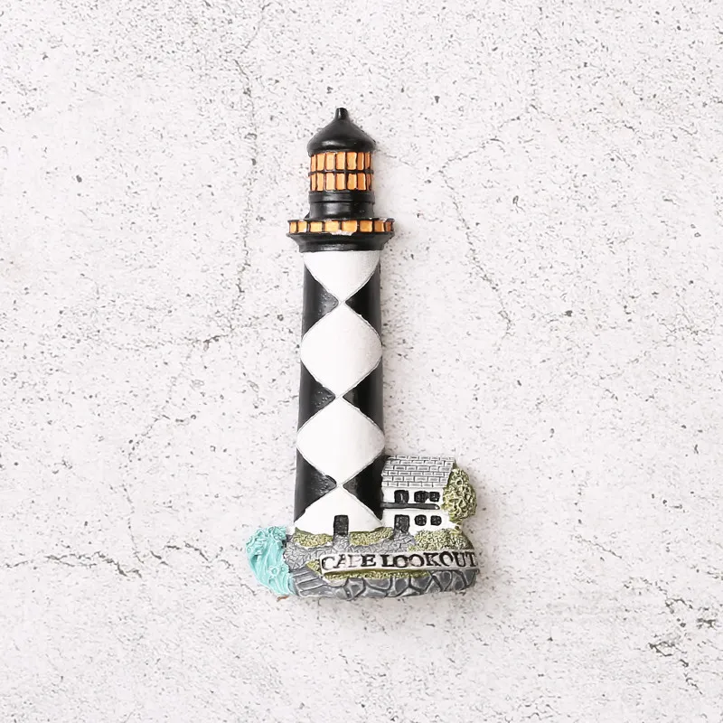 Black Lighthouse D Магнит на холодильник, магнитные смолы Средиземноморский Ветер Маяк моряк, капитан круизного судна Сувениры украшение на холодильник - Цвет: Black Lighthouse D