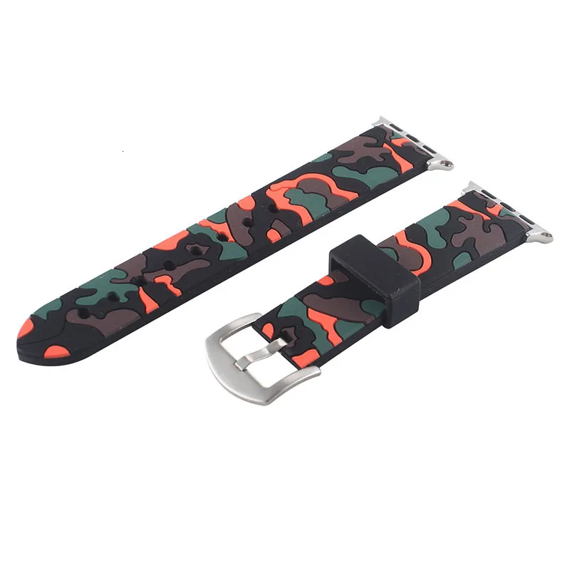 Спортивный силиконовый ремешок fohuas Camo 44 мм 38 мм для Apple Watch, аксессуары для наручных часов, сменный Браслет 42 мм, серия 1, серия 2