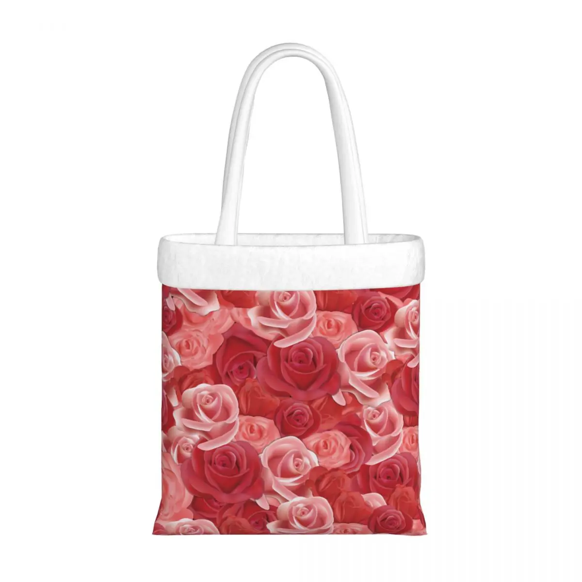 

Portable Rose Pattern Fluffy Storage Bag Furry Christmas Decorations Plush Candy Bags