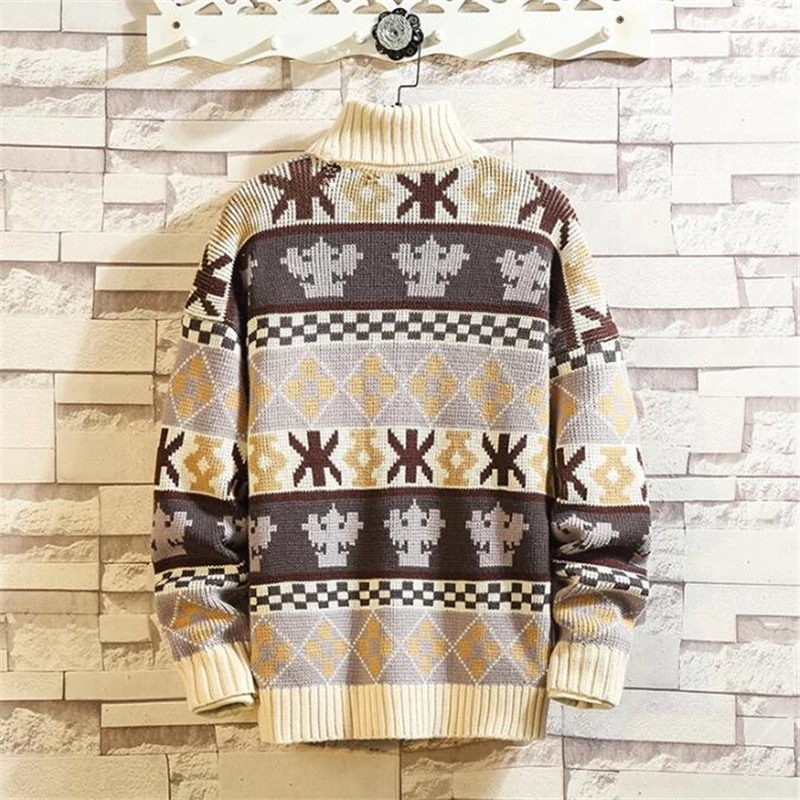 Мужской свитер с высоким воротником модель 2020 года модные тонкие вязаные свитера