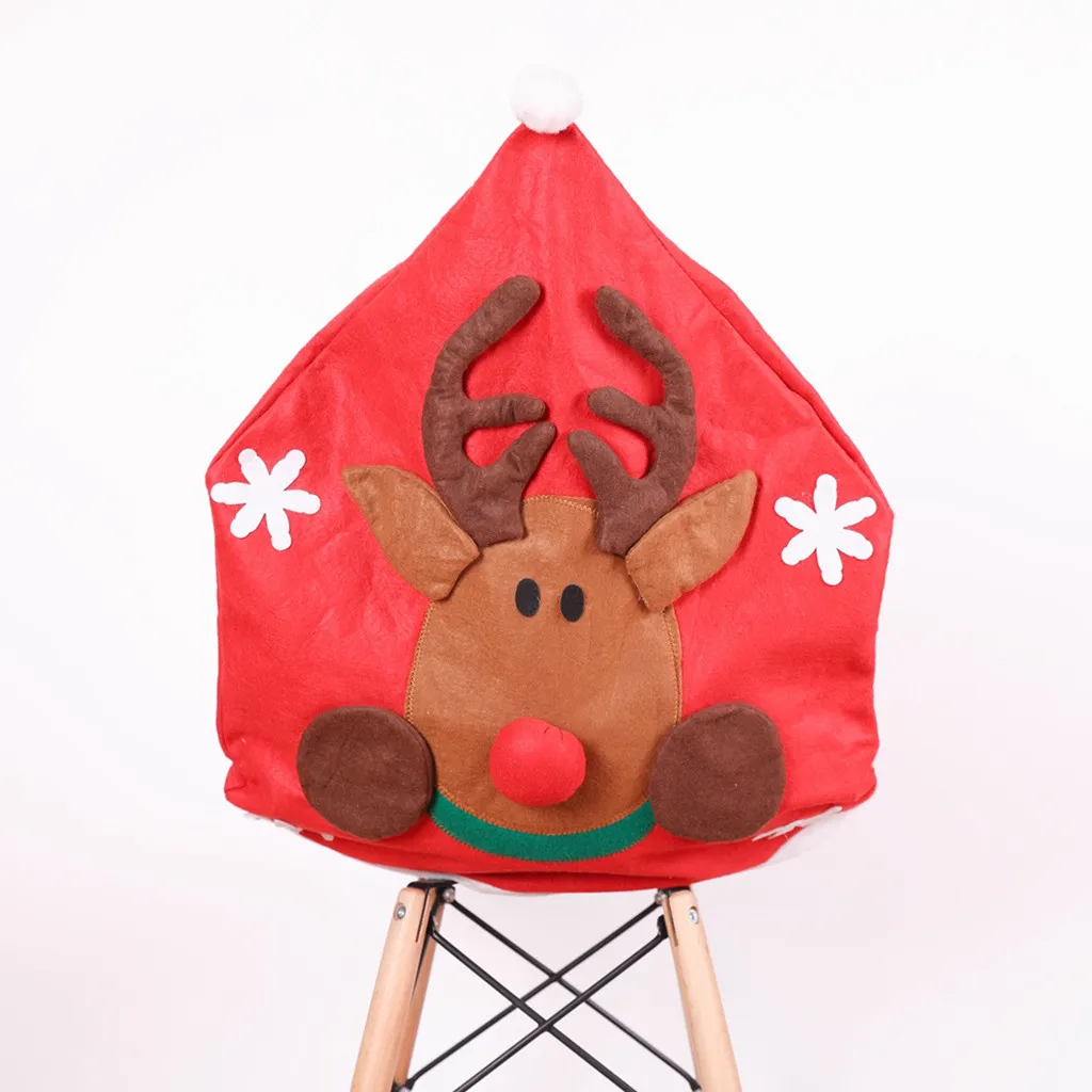 Christmas Decoration Chair Covers Dining Seat Santa Claus Home Party Decor Cartoon Old Man Snowman Stool Set | Дом и сад