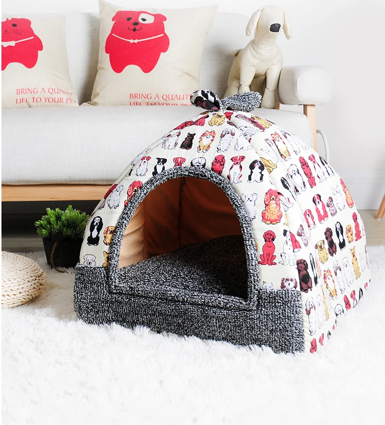 Petshy моющаяся кровать для собаки, кошки, домик для питомца, средние и большие собаки, Юрта, палатка для щенка, кошки, гнездо для дивана, для питомца, пещера, коврик, подушка для собаки, для дома