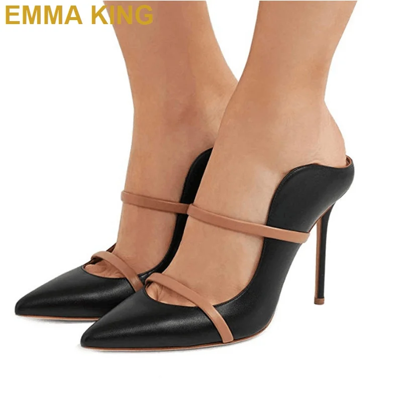 Женские босоножки с золотыми ремешками Летние на высоком каблуке острым носком