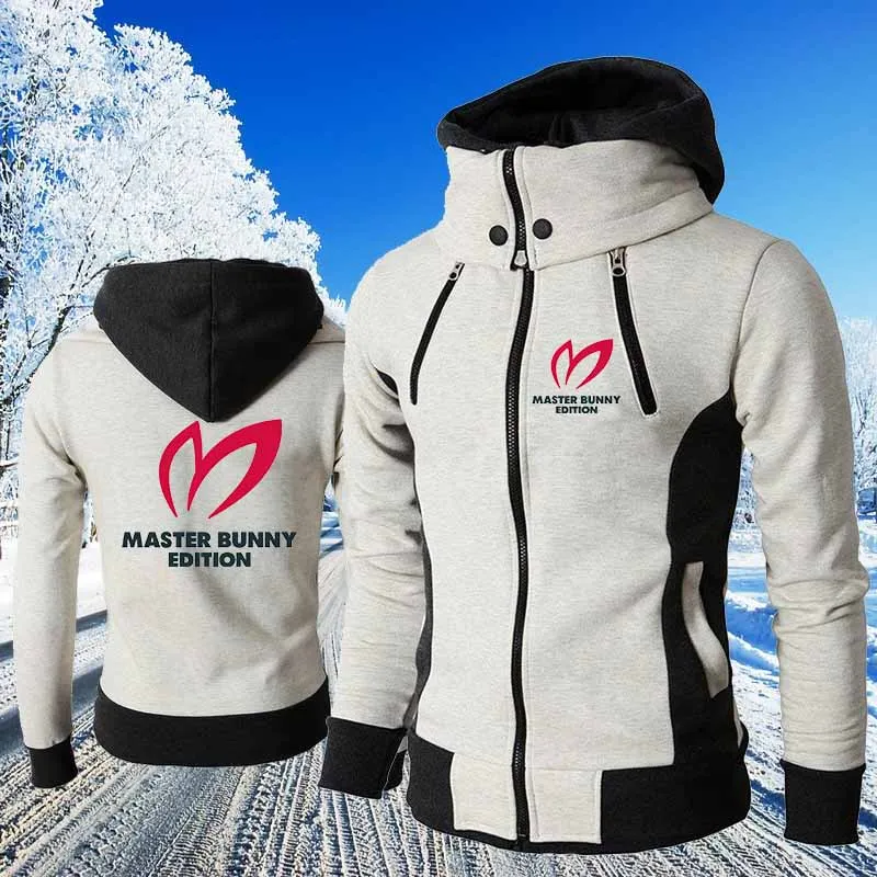 

2021 New Autumn and Winter Men's Lapel Hooded Hoodies Master Logo Printed Man Zipper Outdoor Jacket Clothing Male Coat S-4XL