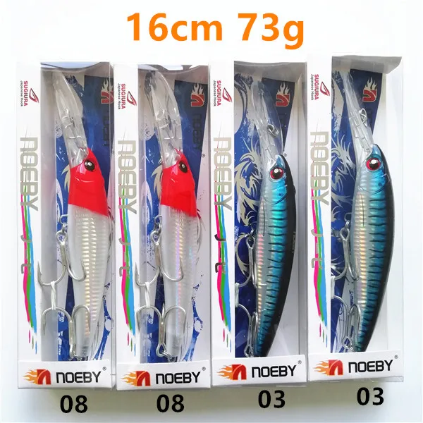 3388 9046-16cm Noeby 4 шт. 12 см/32 г 14 см/52 г 16 см/73 г Длинные литья жесткая приманка для рыбалки воблеры и крутящиеся приманки бас Щука Профессиональный гольян - Цвет: 3388 9046-16cm