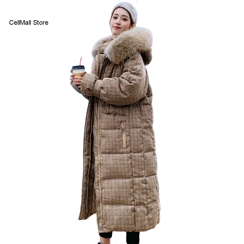 

Стильная Корейская зимняя куртка 2020, женское длинное пуховое пальто с капюшоном и мехом, утепленная теплая парка с подкладкой высокого каче...