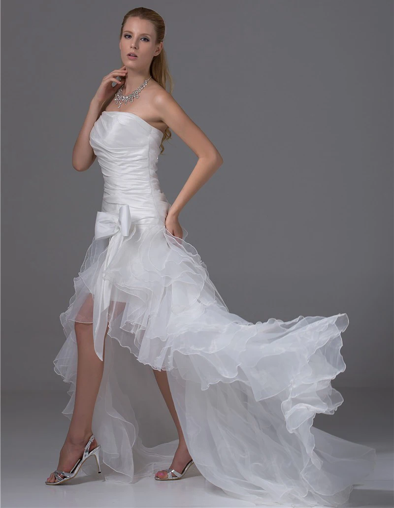 2021 Новое поступление Свадебные платья без бретелей Vestidos De Noiva короткое спереди и