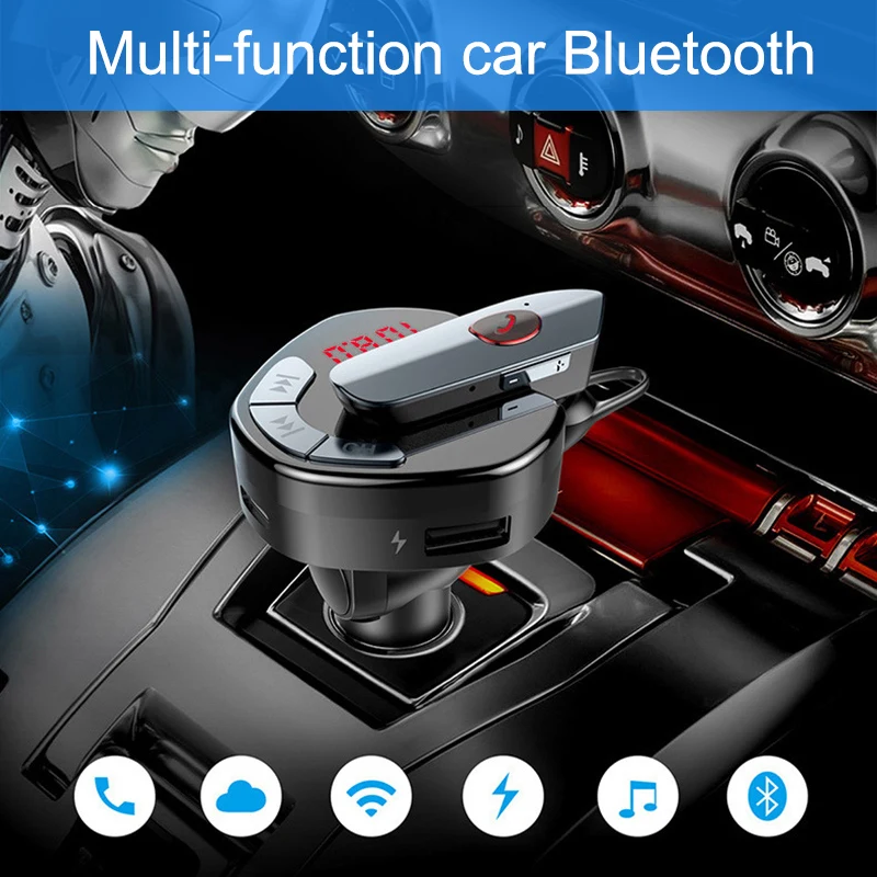 

Wireless USB Car Charger for Mobile Phone Handsfree FM Transmitter MP3 with Wireless Bluetooth Earphone B88