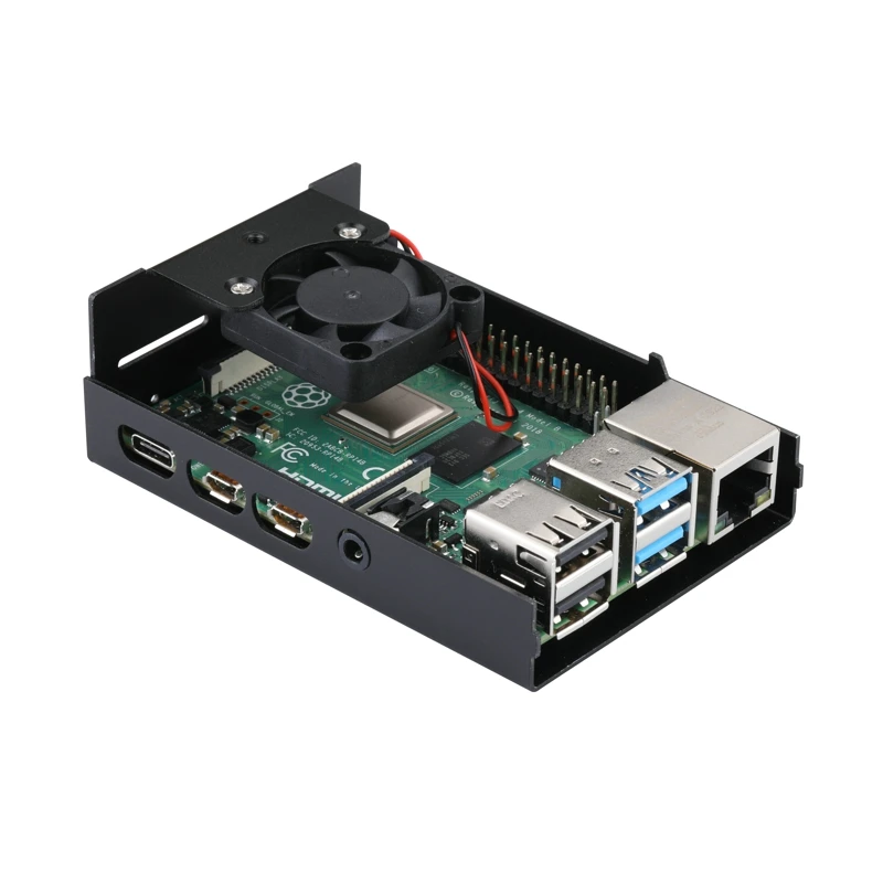 Raspberry Pi 4 Модель B алюминиевый корпус с охлаждающим вентилятором RPI серебристый