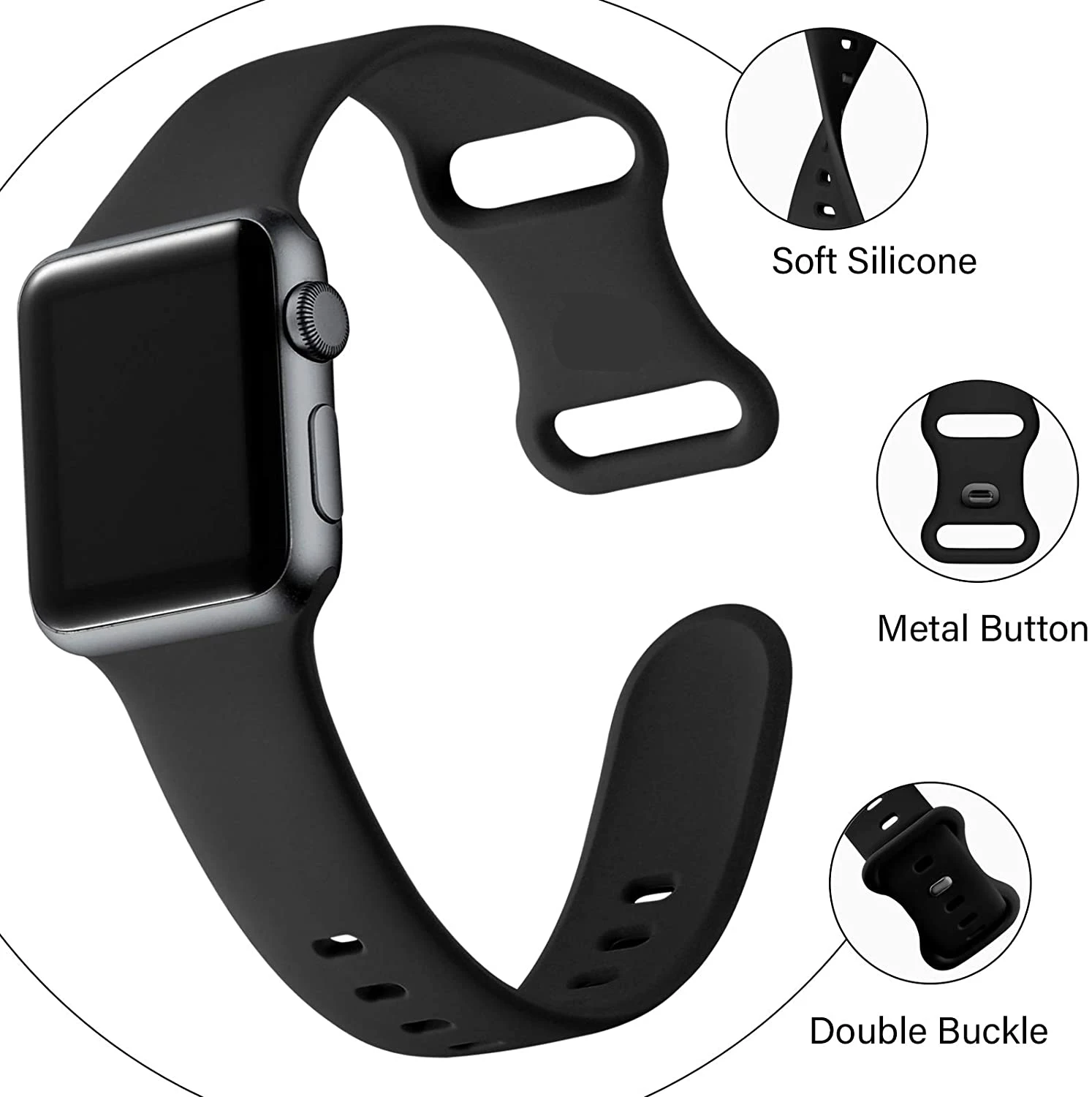 Silicone Strap For Apple Watch Band 44mm 40mm 38mm 42mm Smartwatch Rubber Sports Wristband Watchband Bracelet iwatch 5 3 4 6 se