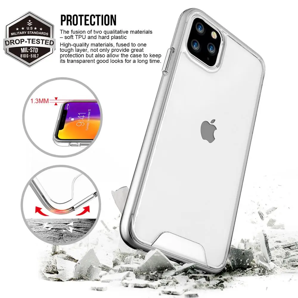 

Hanven Transparent Phone Case For iPhone 11 Pro Max, 2019-6.5 inch, TPU+PC