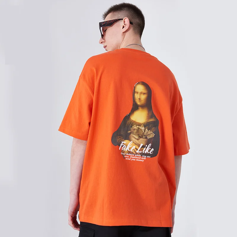 

Mosaic Mona Lisa T-Shirts 2020 Funny Printed Short Sleeve Tshirts Summer Hip Hop Casual Cotton Tops Tees Streetwear S-XXXL