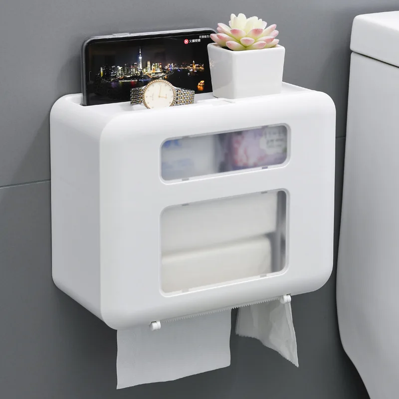 4 Color Double Layer Toilet Paper Holder Tissue Box Wall Mount Multifunction Waterproof Bathroom Storag Durable Home | Дом и сад