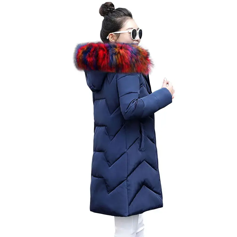 Navy blue 1 Зимнее женское пальто, зимняя женская куртка, s, плюс размер, 6XL, пальто, теплый женский пуховик, парка со съемным мехом и капюшоном, приталенная верхняя одежда - Цвет: Navy blue 1