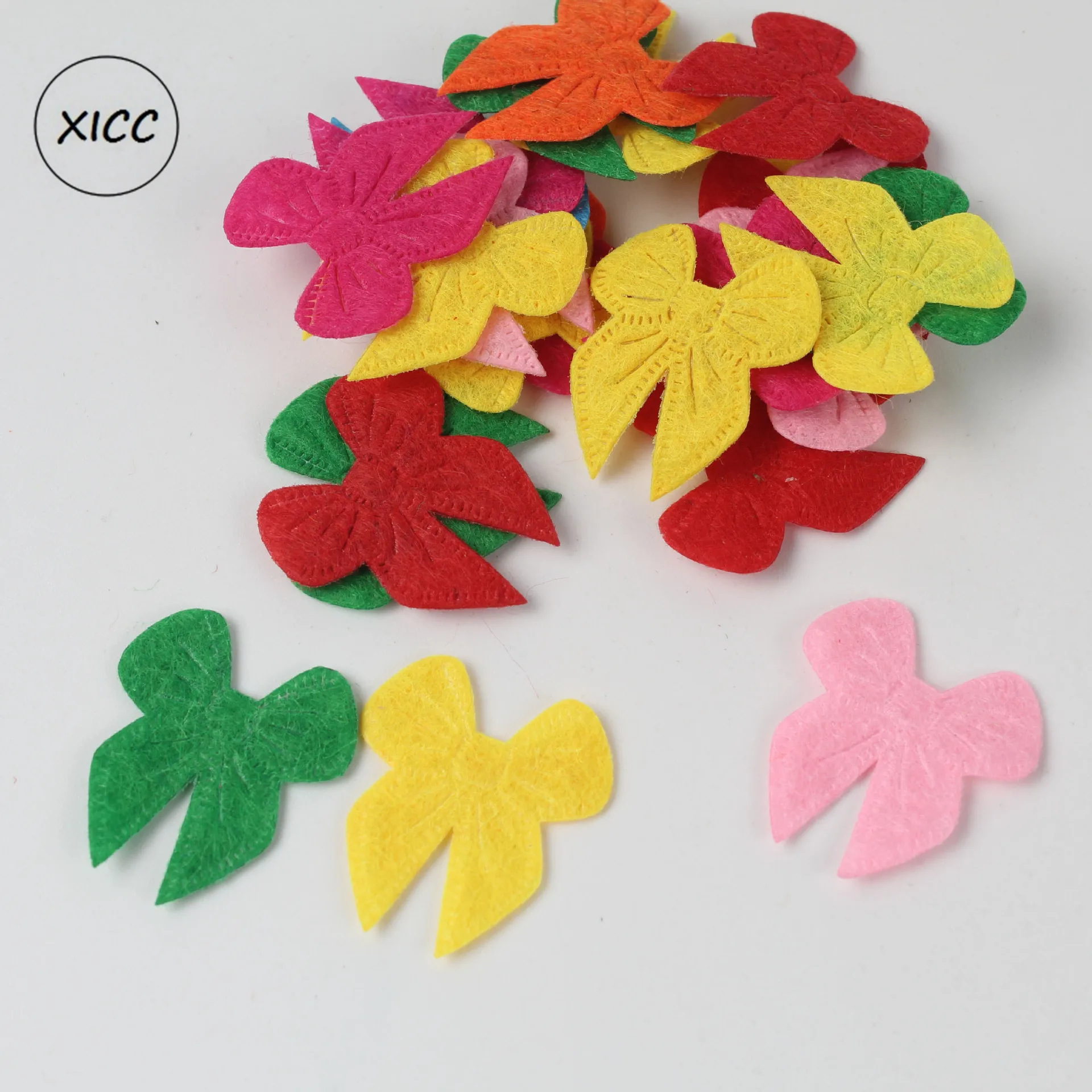1-27 XICC 100PCS Colorful Nonwoven Round Flower Wool Felt Fabric Hair rope DIY Handmade Accessory Sticker Applique Patches Felt Pad - Цвет: 1-27