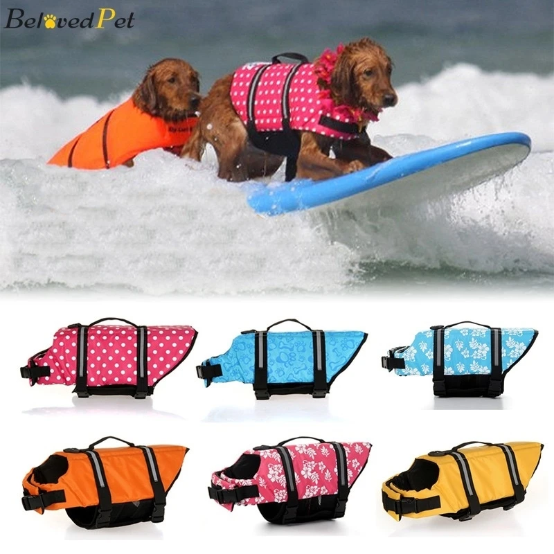 

Dog Life Jacket Dogs Flotation Life Vest With Reflective Stripes Rescue Handle Adjustable Puppy Swimsuit Safety Preserver