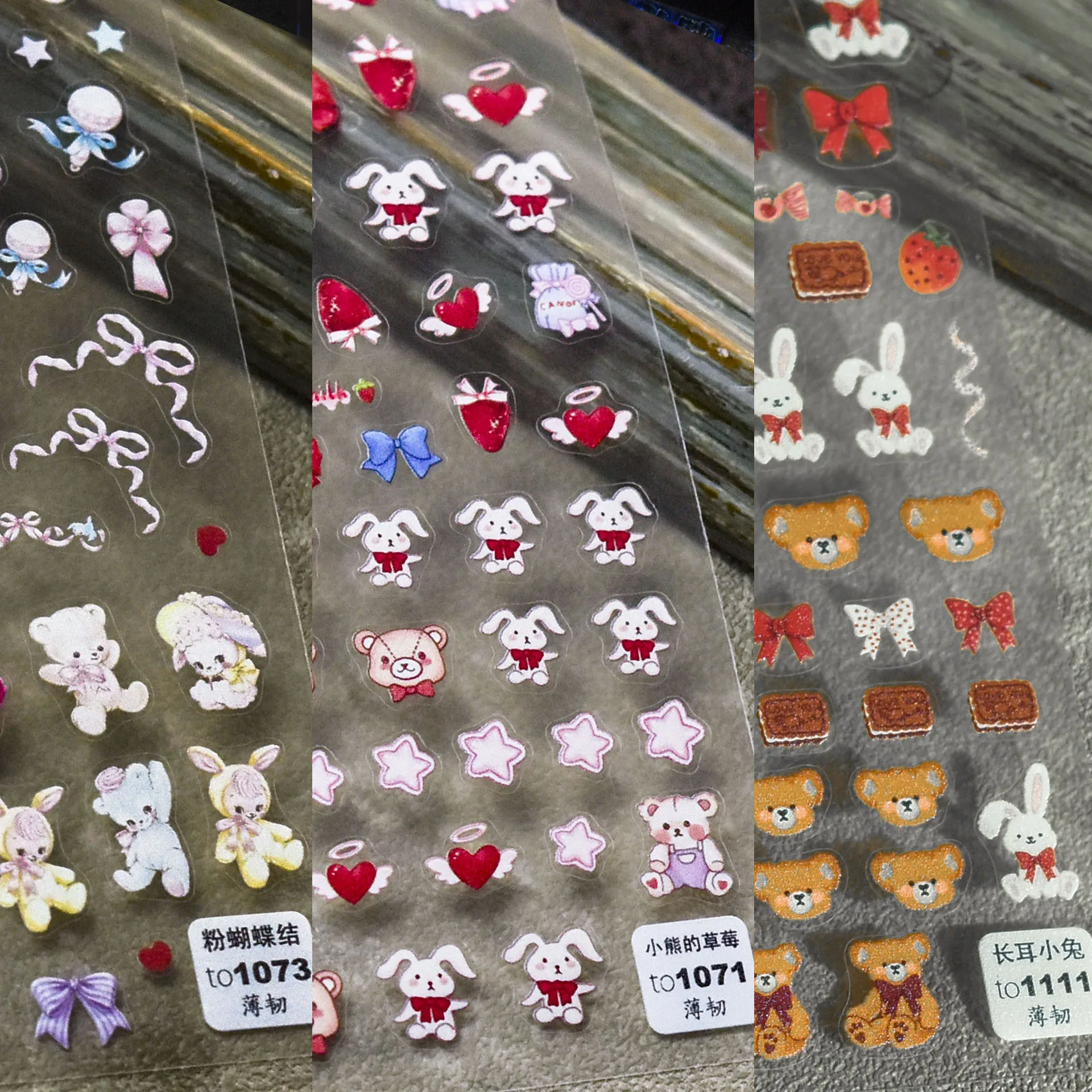 

Наклейки для ногтей, 3D милый мультяшный медведь, кролик, украшения для дизайна ногтей, клейкие обертки, фольга для маникюра, аксессуары для дизайна ногтей