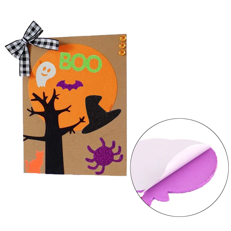 

100/300Pcs Halloween Glitter Foam Stickers Self-Adhesive Shapes Party Supplies