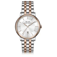 luxury fashion quartz watch mens stainless steel embossed dial waterproof watch klas brand