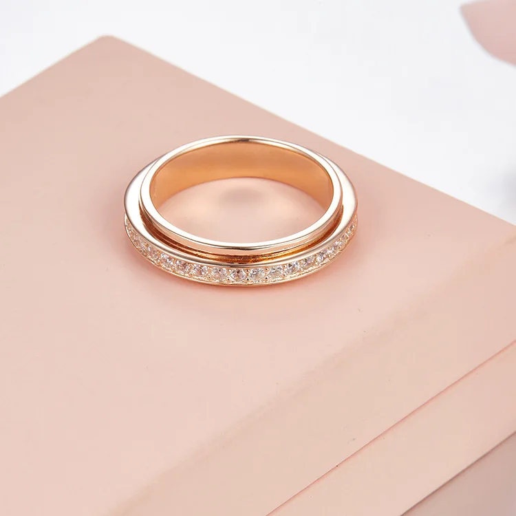 От известного бренда один слой Циркон с вращающимся кольцом Модные 925 серебро