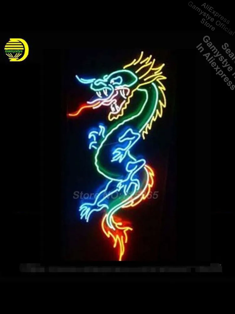 

Neon Sign DRAGON Open Neon Light Sign Glass Tube Neon Bulbs Beer Bar Pub Recreation Room Wall Signs Tube Neon Shop Iconic Sign