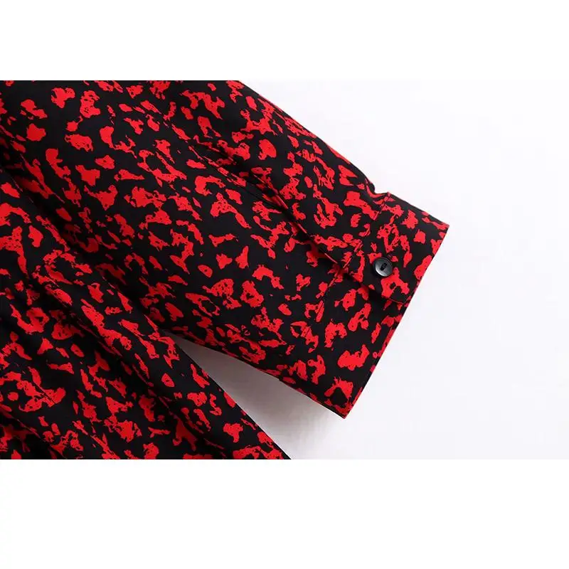 Женское винтажное платье с леопардовым принтом красное Повседневное средней