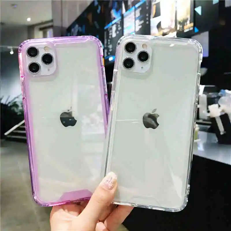 

Fashion Acrylic Shockproof Bumper Transparent Phone Case For iPhone 11 pro Max X XR XS Max 7 8 Plus SE 11 Silicone Protect Cover