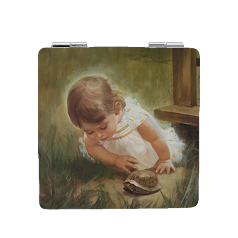 

Youhaken Childhood fun Beauty Health Mirrors Little Girl and Tortoise Makeup mirrors mother's day gift MM199