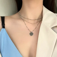multi layer necklace personality cool style hot selling clavicle chain round disc pendant necklace for women lady gifts