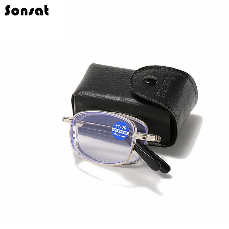 Новые складные очки для чтения в металлической оправе мужчин и женщин полная