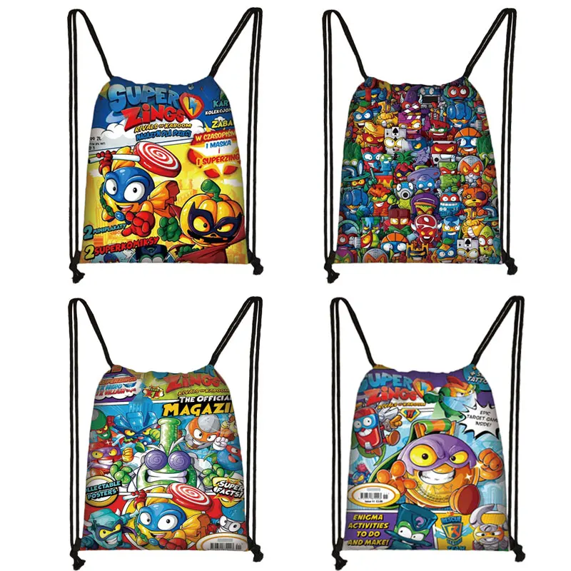 

Cartoon Super Zings Print Drawstring Bag Boys Girls Storage Bags Teenager Casual Backpack Kids Bookbag Gift