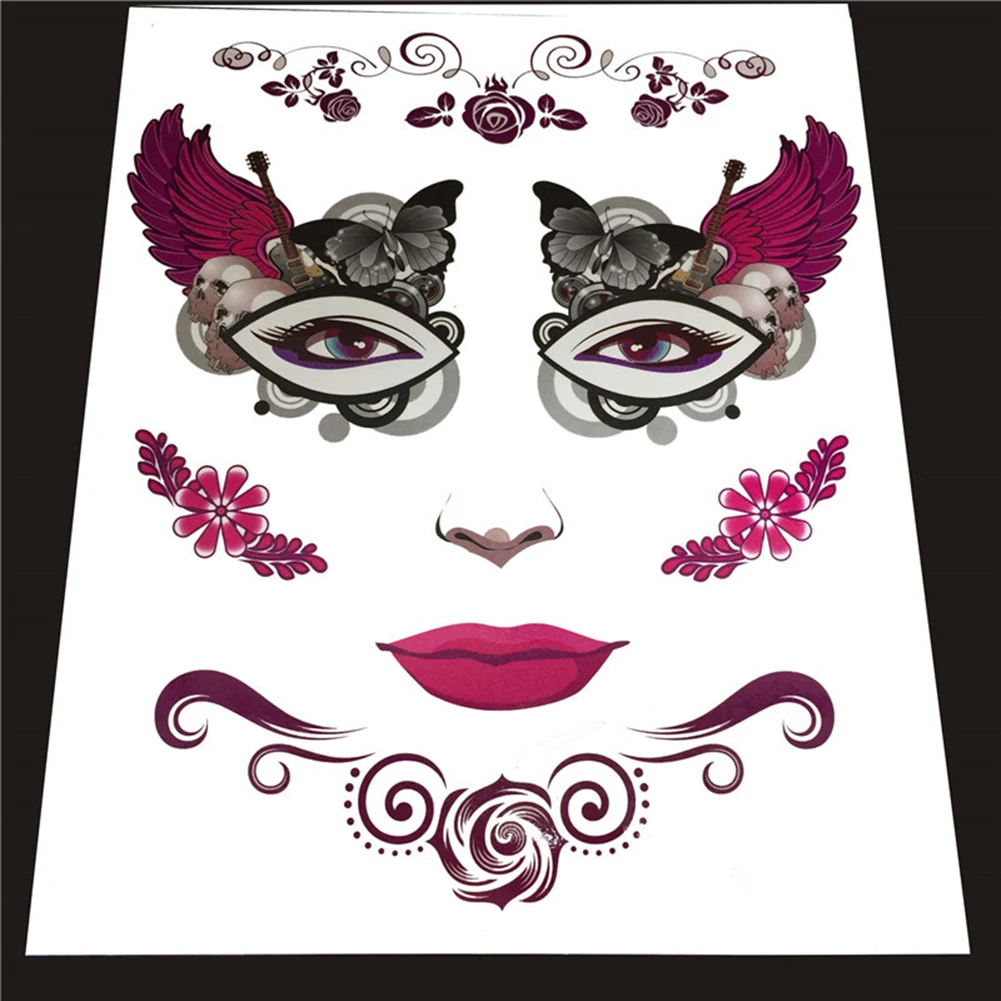 Хэллоуин лицо Временные фальшивые татуировки стикер Маскарад наклейки в стиле